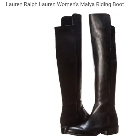Ralph Lauren Shoes - Ralph Lauren MAIYA Black Leather Riding Boot